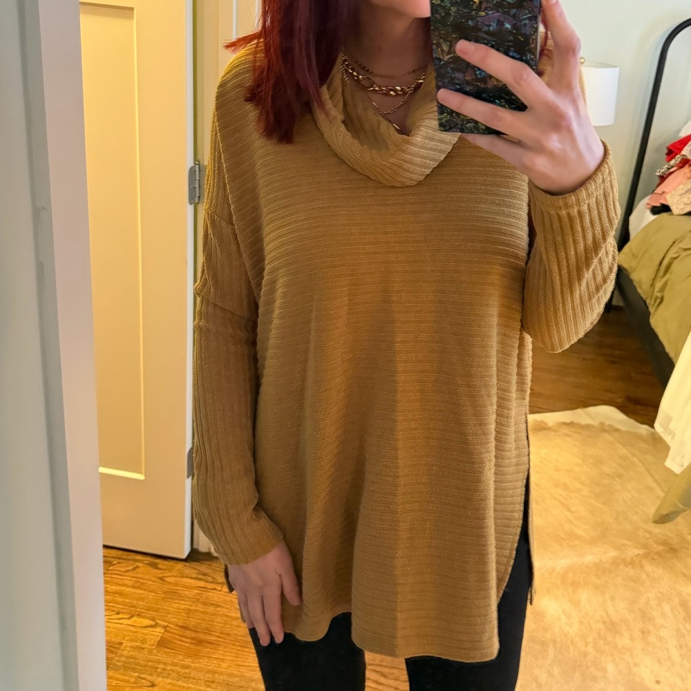 Mustard cowl neck oversized sweater size M